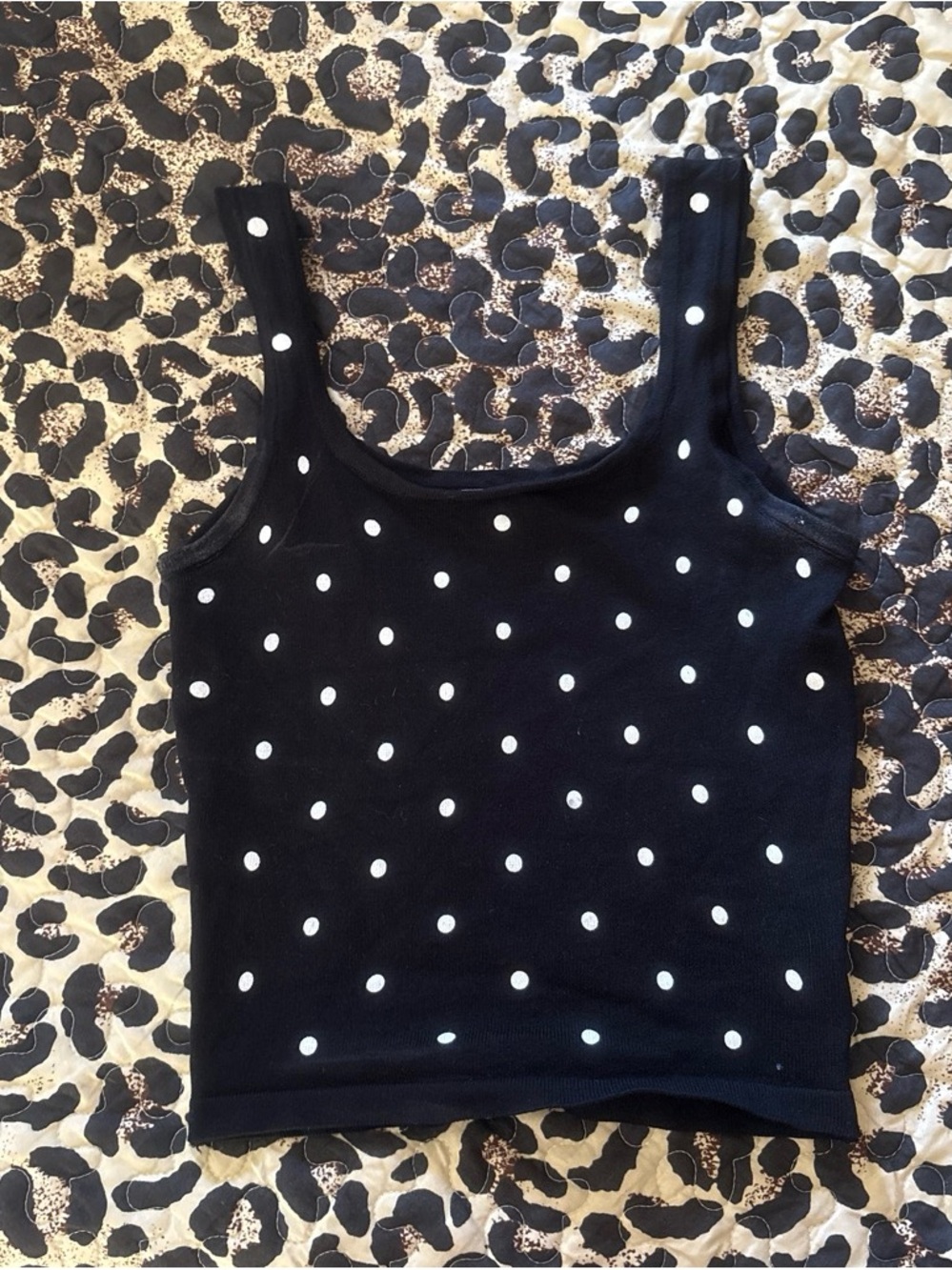 LOVETREE Black Polka Dot Tank Top - Classic Scoop Neck